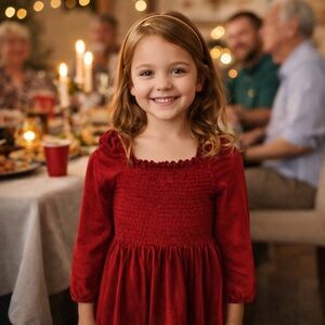 Tahari Girls' Red velvet Dress